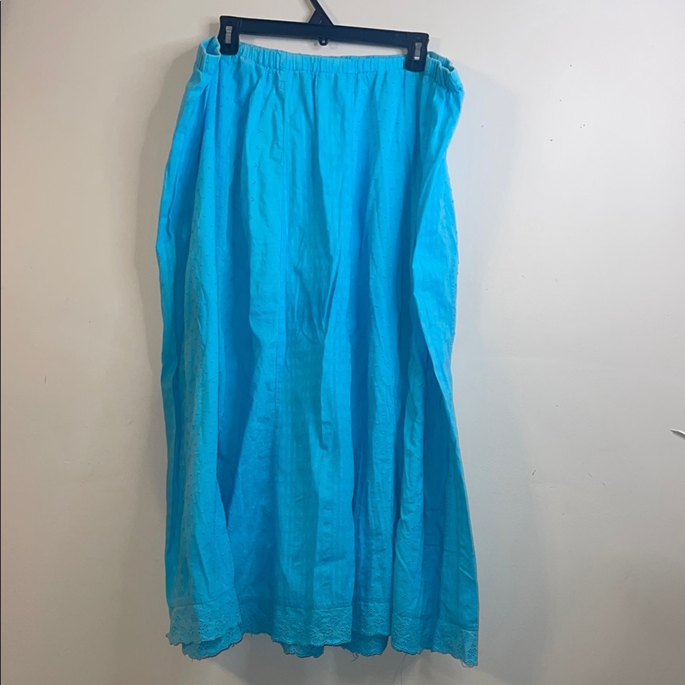 🏷️ White Stag Blue Maxi A-Line Skirt Casual Size 2X (18W/20W) EUC #233